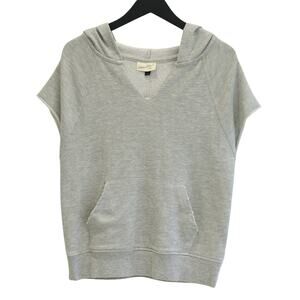 Vintage Inspired Gray Sleeveless Hoodie with Kangaroo Pocket